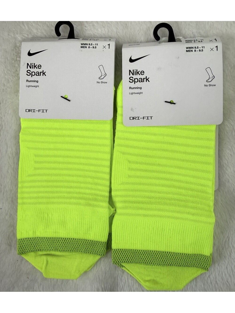 Nike Socks No Show Spark Running Lot 2 Pairs Men 8-9.5 Women 9.5-11 Large NWT